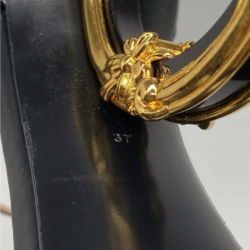Dolce&Gabbana Sculpted-Heel Baroque DG Leather Sandals size 37 - Picture 13 of 13